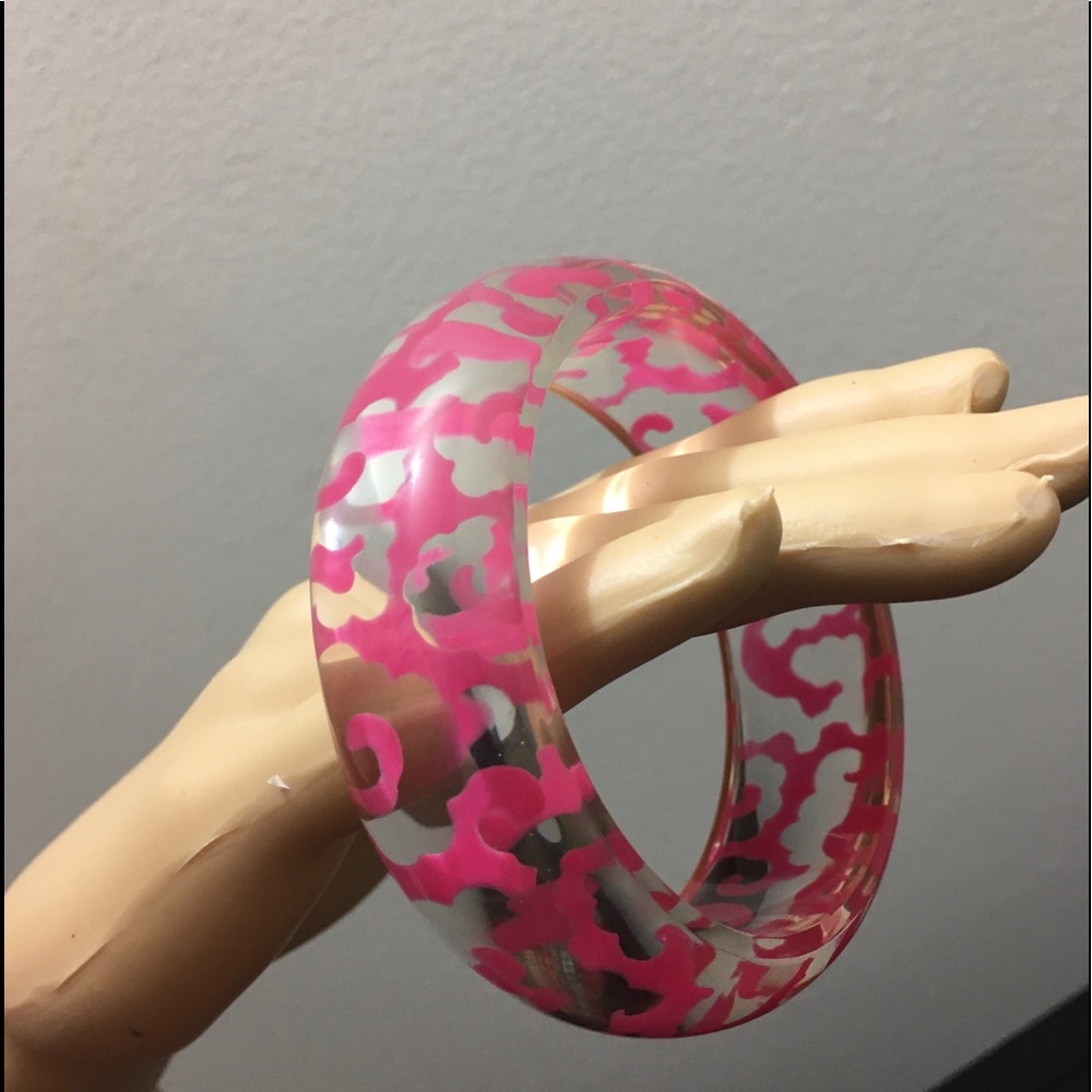 Clear Acrylic Oriental Magenta Print Resin